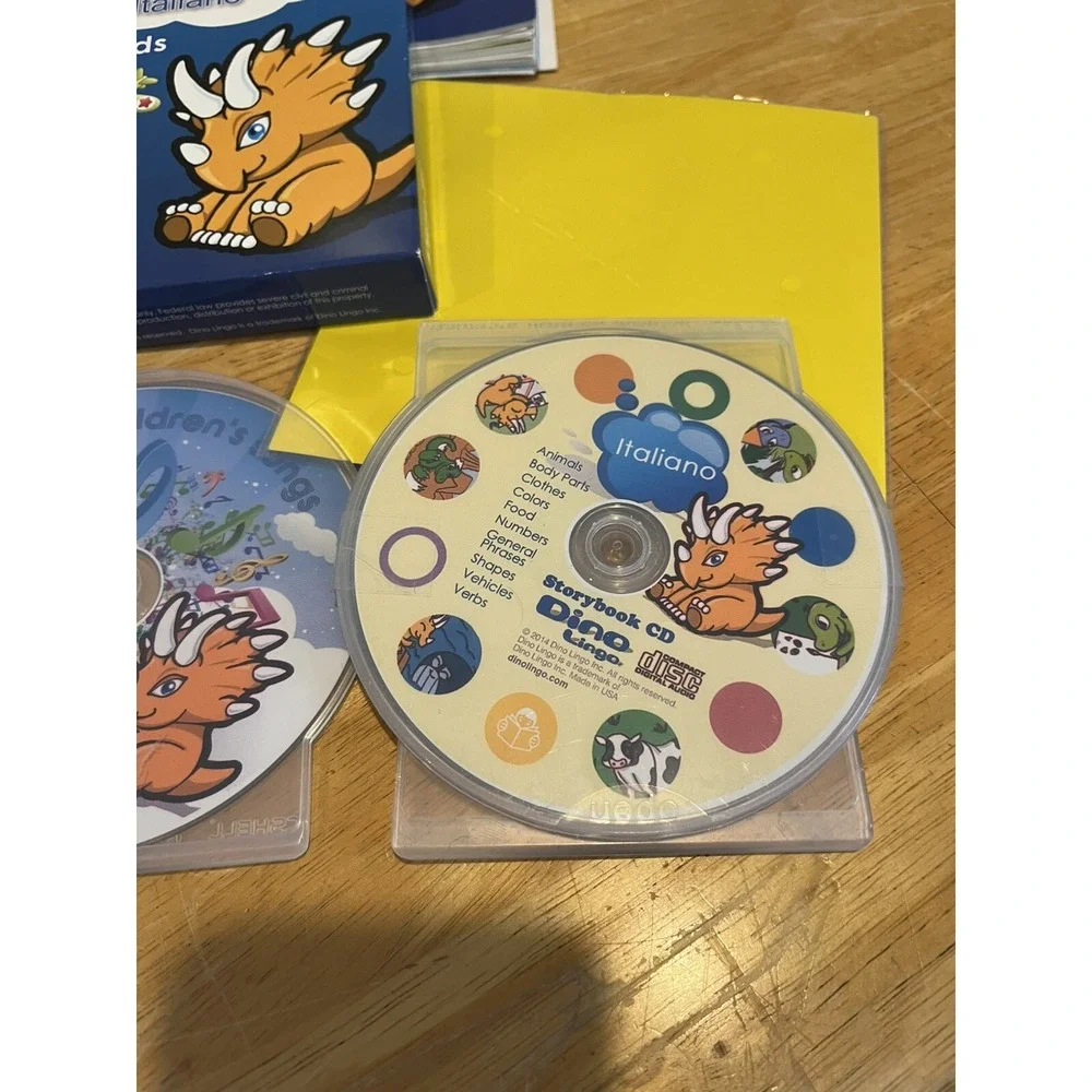 Dino Lingo DVD Program Italian Language Learning 6 Discs Flashcards Songs‎ Books